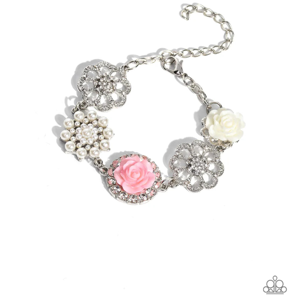 Paparazzi Tea Party Theme Pink Floral Bracelet